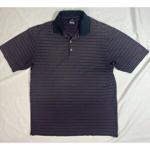 Vintage Nike Polo Shirt Mens Large Navy Berry Fit Dry‎ Golf Stripe Performance